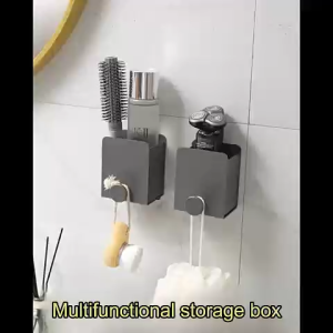 MEIDOO Kotak Penyimpanan Sisir Tempat Pasta Gigi Tanpa Lubang di Dinding Bebas Paku untuk Kamar Mandi