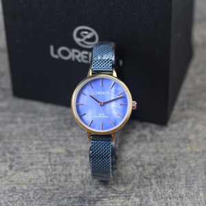 Jam tangan wanita Lorenzo 1066 tali rantai pasir bulat analog original