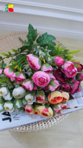 Bunga hias plastik peony mini terompet X5 B8192 artificial