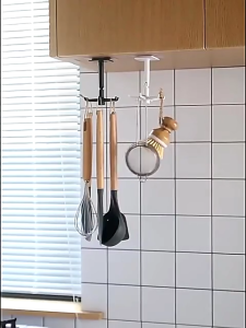 Móc dán tường 6 nhánh treo đồ đa năng xoay 360 độ siêu dính Móc treo vá muỗng thìa nhà bếp móc treo đồ đa năng 6 móc