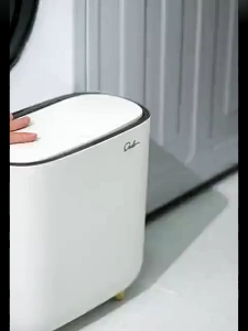 Narrow Shape Press Ring Trash Can with Lid for Bathroom Gap Highlighting the Features of Garbage Classification