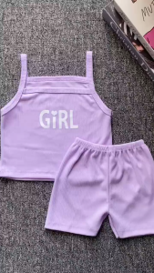 ByKiddos - Setelan Kaos Celana Pendek Anak Perempuan Lokal Set Dua Potong Musim Panas / Setelan Mini Anak Perempuan Casual