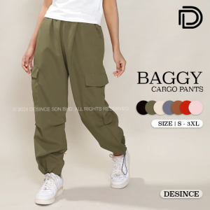🇲🇾 DESINCE Women Cargo Pants Long Pants Loose Oversize Trousers Multi Pocket Classic Woman Pants Seluar Perempuan WP 119