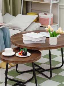 2 Pieces Nordic Style Coffee Table Center Table Modern coffee table Round metal Living Room Table