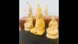 BỘ 3 TƯỢNG TA BÀ TAM THÁNH CAO 12CM CHẤT LIỆU GỖ HOÀNG DƯƠNG CAO CẤP NHẬP KHẨU HÀNG THỦ CÔNG MỸ NGHỆ CHẠM KHẮC TINH XẢO