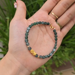 Vòng Lam Ngọkc dẹt mix tỳ hưu V24k bi V10k móc khoen V10k không kén mệnh - Phong Thủy TUDO