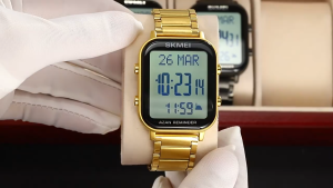 SKMEI 2135 Jam Tangan Pria Digital Muslim Kiblat Tali Stainless