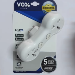 ปลั๊กแปลงขา Universal Adapter ยี่ห้อ Vox (ชื่อใหม่VEXXO) 2 ช่อง 2 สวิตซ์ รุ่น VAP-220 รองรับไฟ 2500 วัตต์ กระแสไฟ 10 แอมป์ รับประกัน 3 ปี by JSGadget