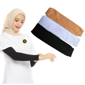 Paket 3 Pasang Handsock Manset Tangan Wanita Pria Muslimah Hijab Dewasa Hijab Jumbo Panjang Polos Warna Hitam Putih Cream Kulit Coklat