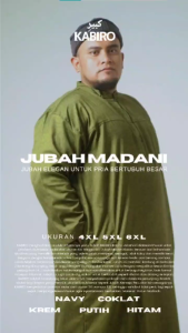 JUBAH MADANI KABIRO Big Size Maxi 4XL 5XL 6XL Jumbo Besar Sholat Shalat Pria by ROSAL XXXXL XXXXXL XXXXXXL - Jubah Madani Rosal dengan Material Katun Madinah (Army, Hitam, Navy, Putih)