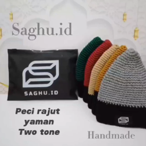 Peci Rajut Yaman two tone Handmade kopiah dewasa saghu.id