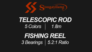 Sougayilang Fishing Rod and Fishing Reel Full Fishing Set 4 Sections Spinning Fishing Reel