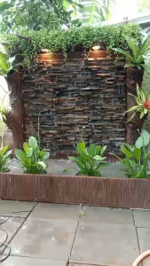 ม่านน้ำตกหินกาบน้ำตกหน้าบ้านน้ำตกฮวงจุ้ยน้ำพุพร้อมลิ้นตกแต่งปลามงคลตกแต่งต้นไม้พร้อมส่ง