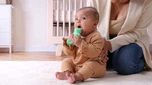 Itzy Ritzy Bitzy Grip Wristband Baby Silicone Teether Anti-Eating Anti-Biting Hand Pegasus Dino Dinosaur Gloves 3 Months Hey Little Buddy