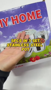 HOMEKING | 5 in 1 Stainless Steel Conditioning Food Stock Pot With Lid Periuk Masak Food Storage Indian Pot