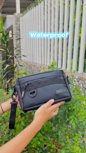 Tas Slempang Polos Hitam Casual PEGE Rylee Slingbag Pria Waterproof 3in1 Bisa Selempang Pouch Handbag - PG 9027