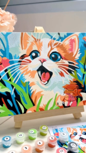 Paint By Numbers KIT - Flowers Cat 20x20cm