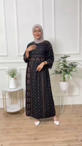 Dress daster amara etnik sleting busui terbaru 3/4 kain tebal dua ukuran