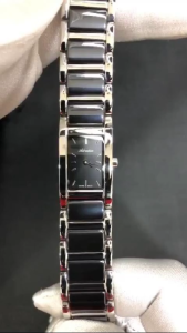 ADRIATICA Swiss Made Elegant Rectangle Black Ceramic Womens Watch A3396.E114Q