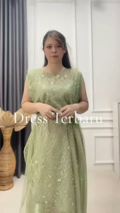 Dress Carine Brukat 2in1 Dress Kondangan Mewah Dress Natalan Fashion Wanita Kekinian Cod
