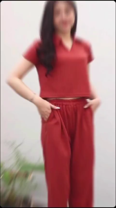 \"Qimareez\" SETELAN CROP RIB KNIT WANITA TEBAL HANGAT SET TOP PANTS ATASAN & CELANA FIT KARET MELAR JUMBO