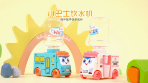 With plastic cup sliding back door can open childrens school bus water dispenser play home toys for boys and girls gifts