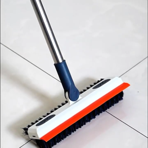 3 in 1 Bathroom Cleaning Brush with Long Handle - Gap Brush Floor Brush and Scraper for Bathroom
