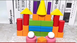 26pcs Mini Castle Building Blocks Geometric Shape Wooden Puzzle Educational Toys for Kids