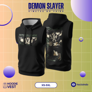 Vest XS-5XL HSCLO Giyu Tomioka Sleeveless Hoodie Anime Manga Demon Slayer Bahan Katun Fleece Ukuran Jumbo Big Size XS S M L XL XXL 3XL 4XL 5XL