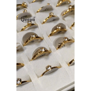 Cincin Diamond Klasik & Titanium Fashion Terbaru Wanita Sederhana Batu Mutiara Anti Luntur