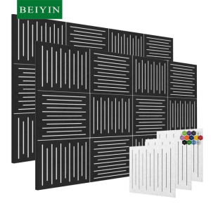 BEIYIN 12 ชิ้น แผงดูดซับอะคูสติก 30*30*0.9 แผงฉนวนกันเสียงพรุนแผงลดเสียงรบกวนคณะกรรมการกันเสียง สำหรับสตูดิโอ/บ้าน/สำนักงาน/เคทีวี/เกมคณะกรรมการดูดซับเสียงตกแต่ง