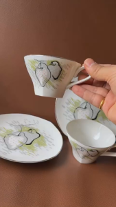 NORITAKE 100%New - Pear  - 01 Set Trà Chiều Vẽ Tay Hoạ Tiết Quả Lê Viền Bạc