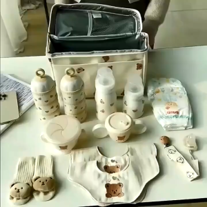 Tas Thermal Bayi Multifungsi + Tali Tas Penyimpanan Beruang Lucu Tas Ransel Bayi