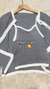 BestStore - Setelan Cardigan + Tanktop Rajut / One Set Rajut / Setelan Kekinian Rajut Cardigan + Tanktop