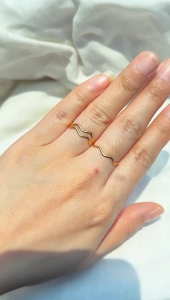 Cincin emas asli kadar 70 16k zig zag stack tumpuk aesthetic korean style padat