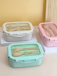 Lunch Box Kotak Makan Bekal Set Makan 2 Sekat Tempat Bekal Makan Anti Tumpah Free Sendok dan Garpu