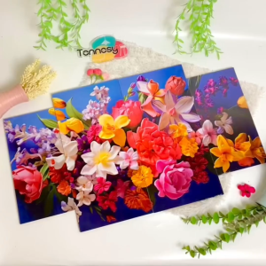 TENNESY (74 C) Hiasan Dinding Aesthetic 1 Set Bunga 3D Floral Flowers Paper Art 4 Panel Wall Decor Rumah