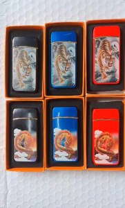 Bật Lửa Điện Chống Gió Phím Cảm Ứng In Hình Rồng Hổ Sang trọng