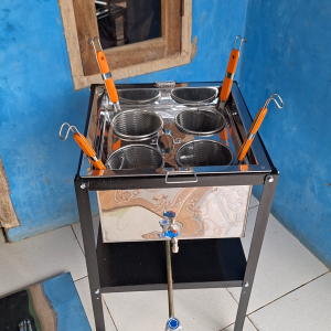 Panci Mie Ayam 4 Lubang Ukuran 35 Kotak Stainless Tanpa Tempat Kuah