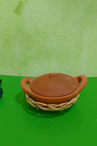 combo 2 bộ nồi đất kho quẹt không men  nhí có rế tre