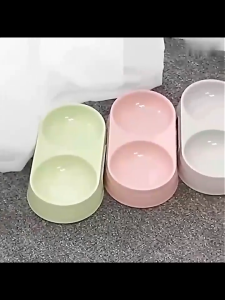 ชามอาหารสัตว์เลี้ยง 2 หลุม ชามอาหารหมา สำหรับสุนัขและแมว  ชามอาหารแมว ชามข้าวหมา ชามข้าวแมว สำหรับสัตว์เลี้ยง