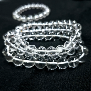 0181# 白水晶 Clear Quartz -AB(净化 Cleansing) Natural White Quartz Plain Round Bracelet 天然圆形纯白水晶手串 水晶手链 (AB)