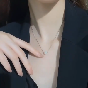 IVY Temperament Pearl Pendant Necklace Women Simple Niche Necklace Ins Retro Collarbone Chain