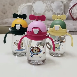 Satu Keluarga Botol Air Minum Anak 350ML Karakter Kepala Kipas C919 Tempat Minum Anak Tutup Clip