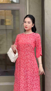 Áo dài cách tân dáng suông gấm 2 da cổ kết ngọc dành cho nữ AD050 - Lady Fashion - Khánh Linh Style
