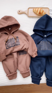 Bộ Nỉ Cho Bé In Ma Trận Bộ Quần Áo Nỉ Bông Thu Đông Cho Bé Từ 7-28Kg - SUMO KIDS