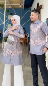 Seroja Series: Tunik Kemeja Pakaian Batik Couple Seragam Modern Atasan Baju Kerja Kantor Wanita