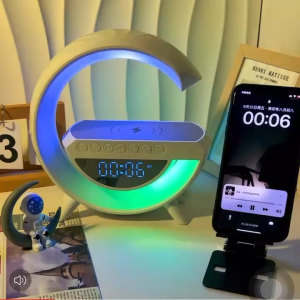 4 in 1RGB wireless speaker bluetooth wireless charger Clock Multi Functional nightlight Bluetooth Speaker Portable Cordless Charging BT Speaker