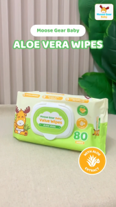 Moose Gear Baby Value Wipes Aloe Vera Scent 80s Hypoallergenic w/ Vitamin E & Aloe Extract
