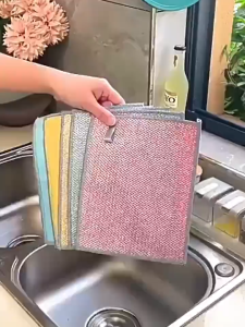 Double-sided Silver Silk Rags Kitchen Dishwashing Cloths Thickened Cleaning Cloth Pads Dirt Removal Towels Cleaner Tools